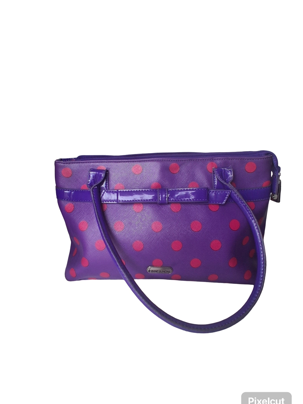 Zoe Sundae Purple Polka Dot Shoulder Bag Satchel Purse Casual Bow Accent